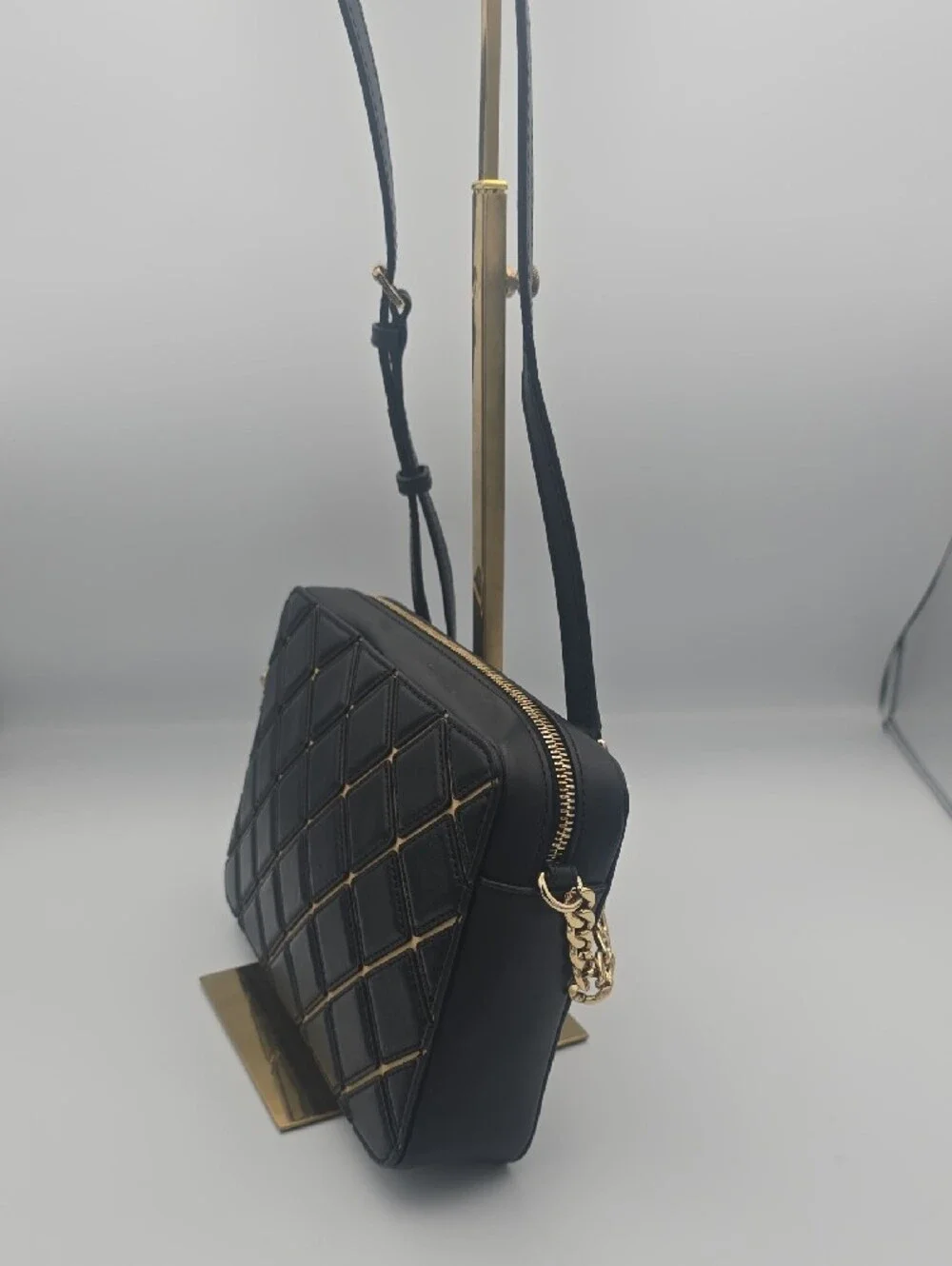 Michael Kors Black Crossbody Bag with Gold Chain Lattice